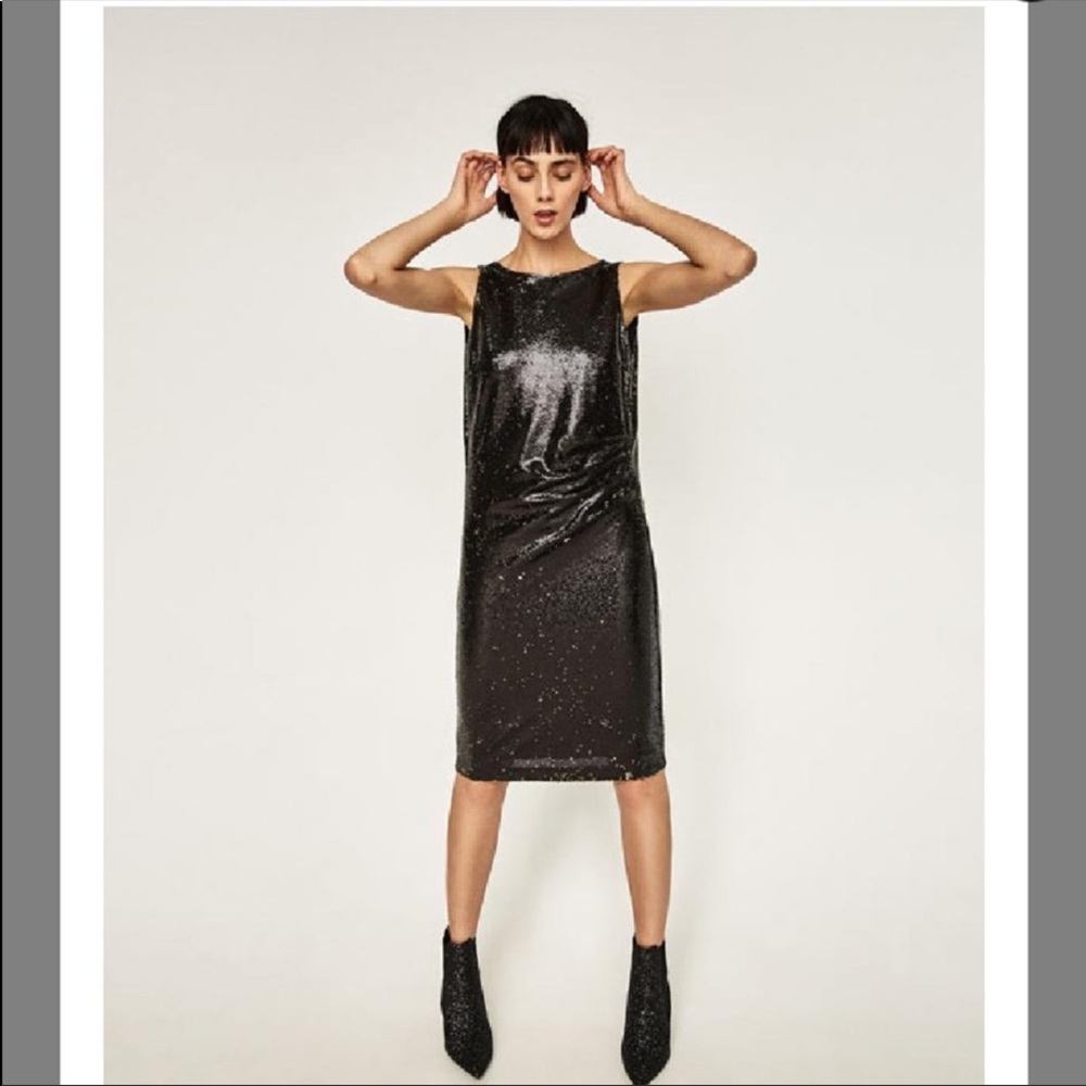 Zara black and gold sequin dress…